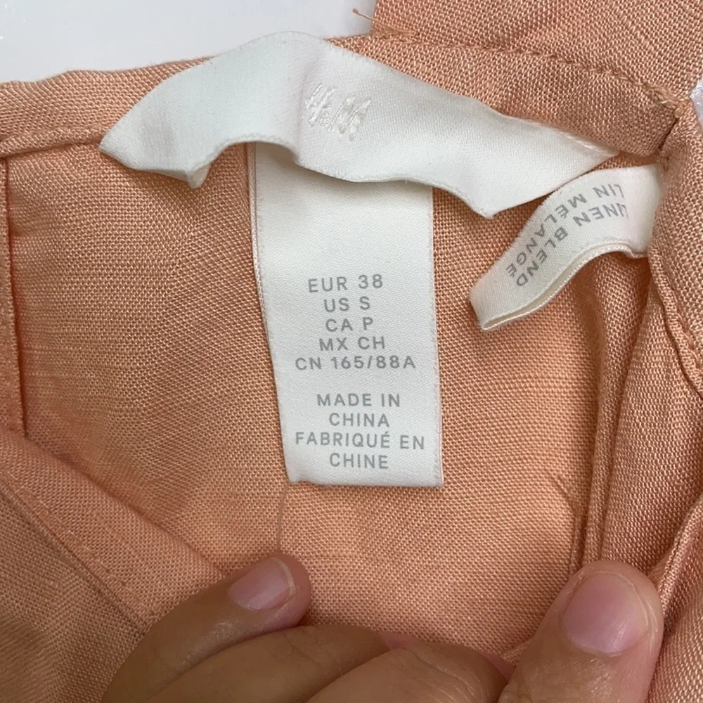 H&M - Peach Linen Short Romper Size Small